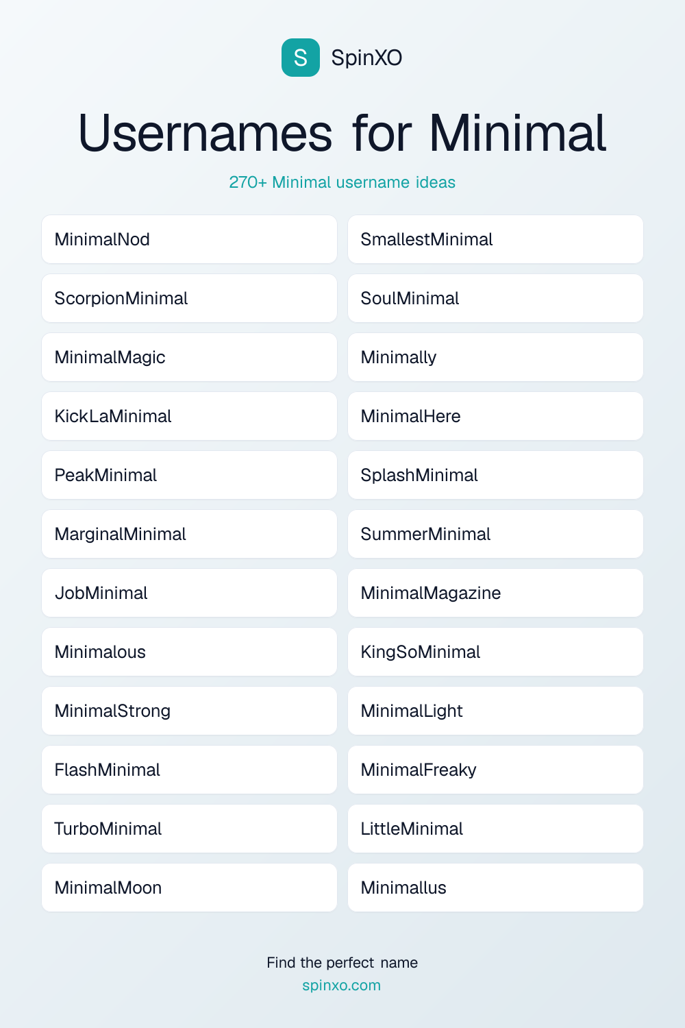 Minimal Username Ideas - 270+ Aesthetic, Cute & Cool Names | SpinXO