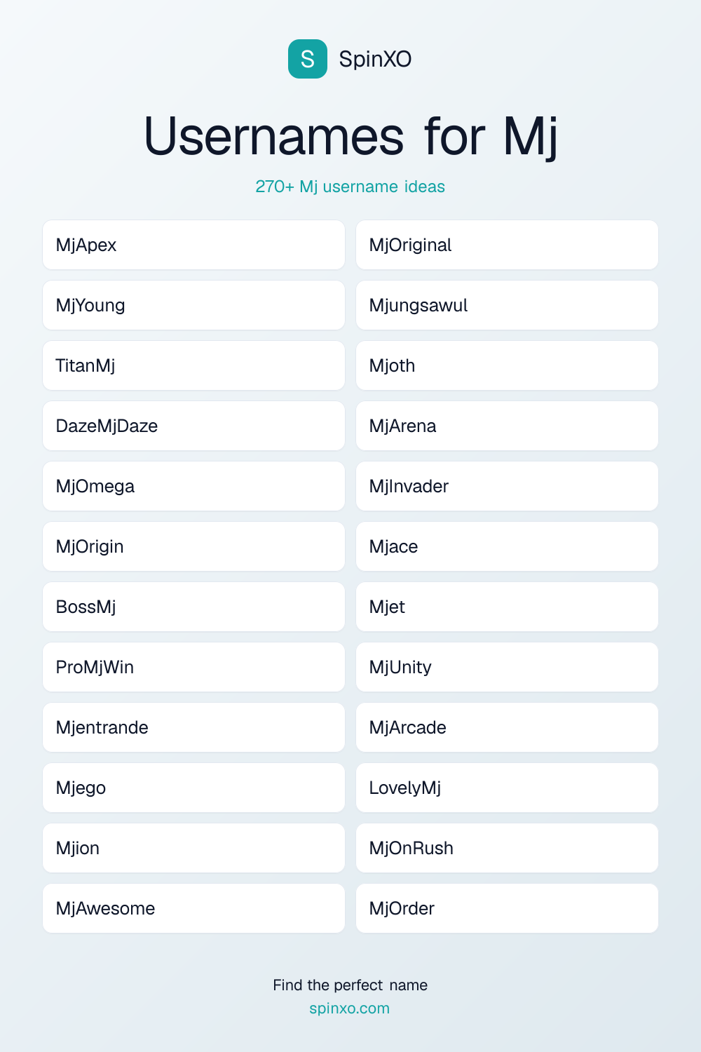 Mj Username Ideas - 270+ Aesthetic, Cute & Cool Names | SpinXO