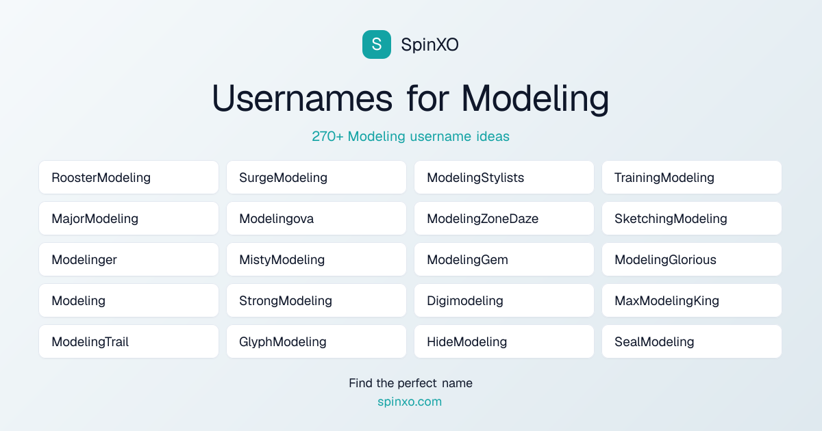 Modeling Username Ideas - 270+ Aesthetic, Cute & Cool Names | SpinXO