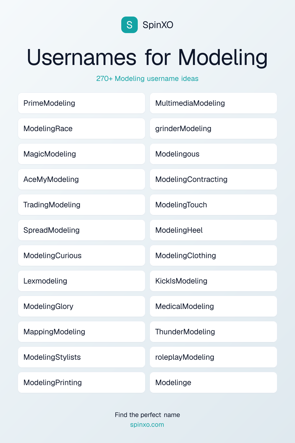 Modeling Username Ideas - 270+ Aesthetic, Cute & Cool Names | SpinXO