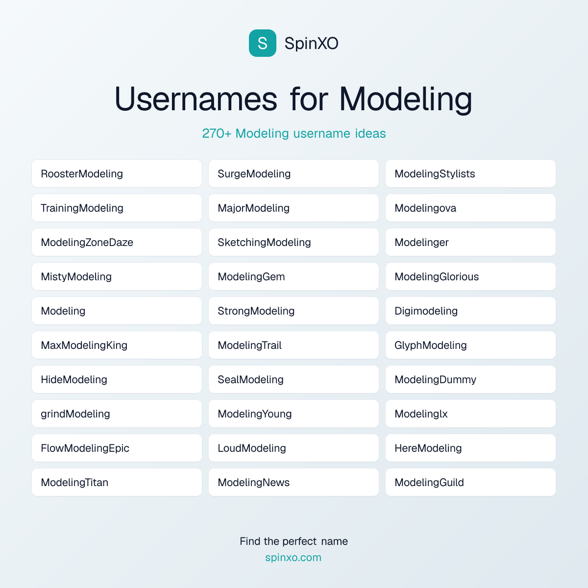 Modeling Username Ideas - 270+ Aesthetic, Cute & Cool Names | SpinXO