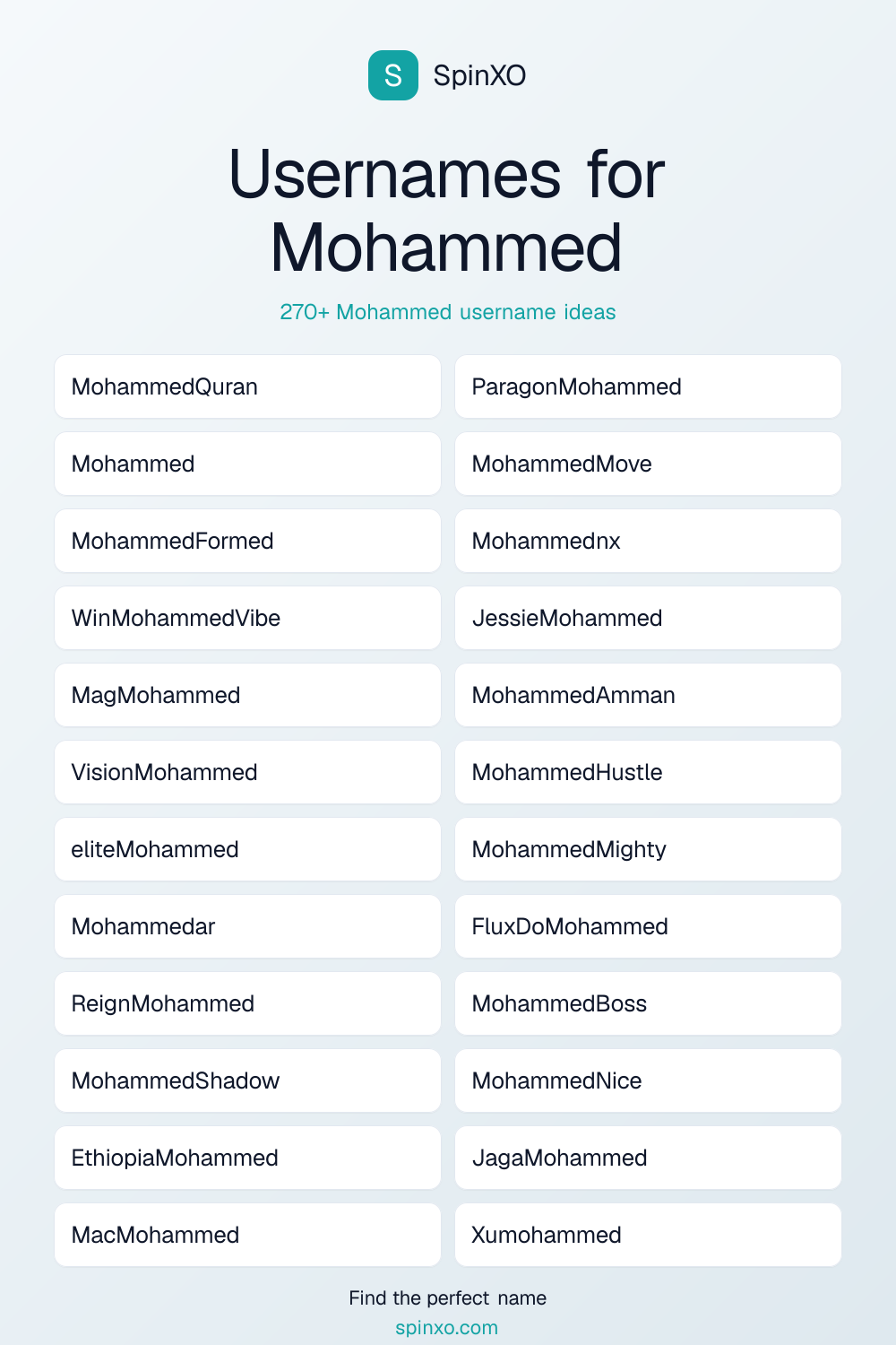 Usernames for Mohammed
