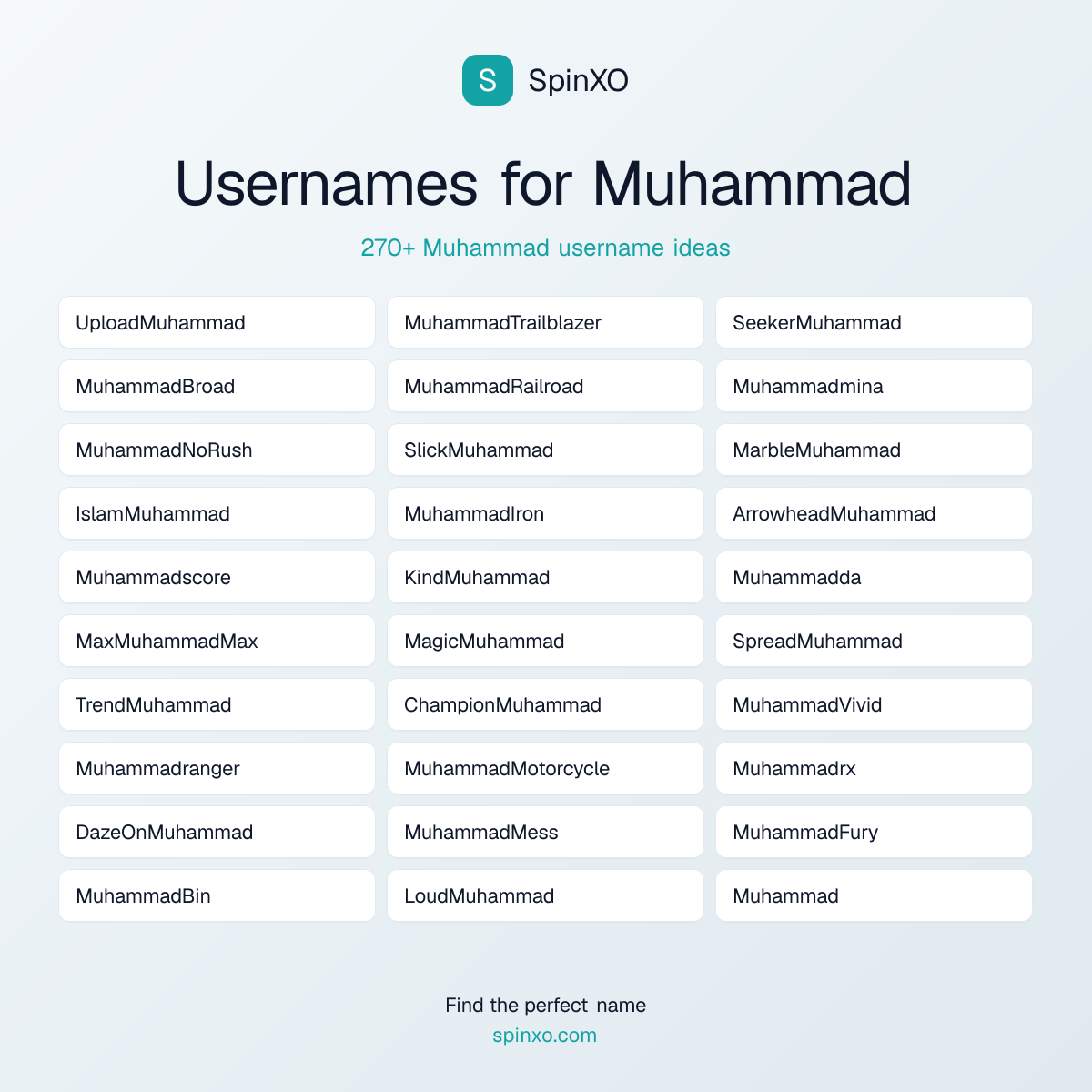Muhammad Username Ideas - 270+ Aesthetic, Cute & Cool Names | SpinXO