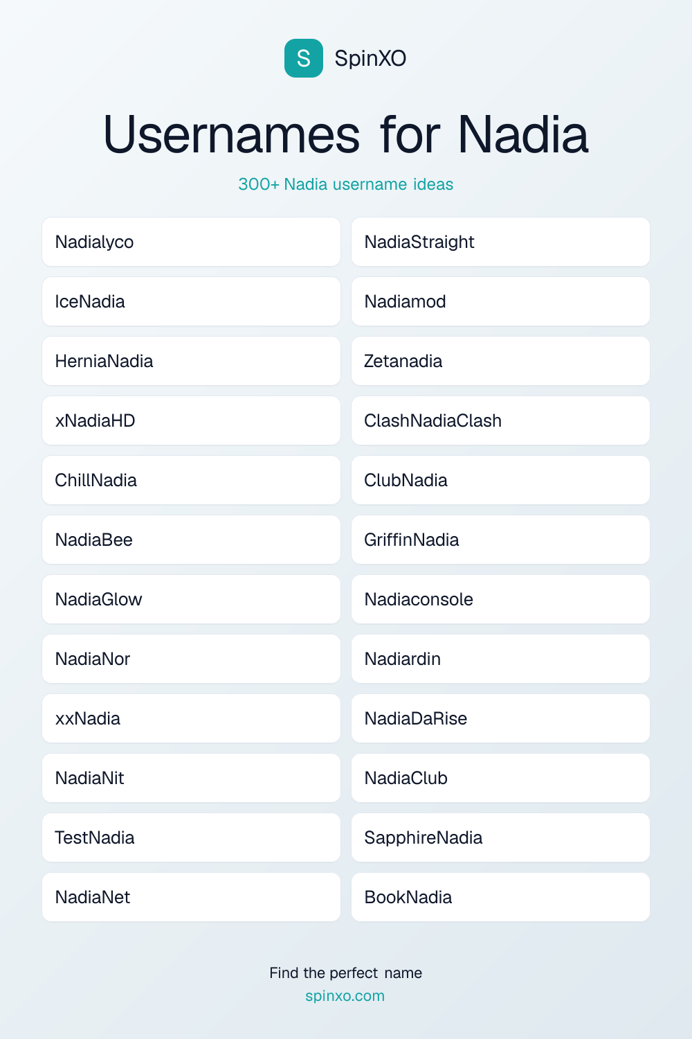 Usernames for Nadia