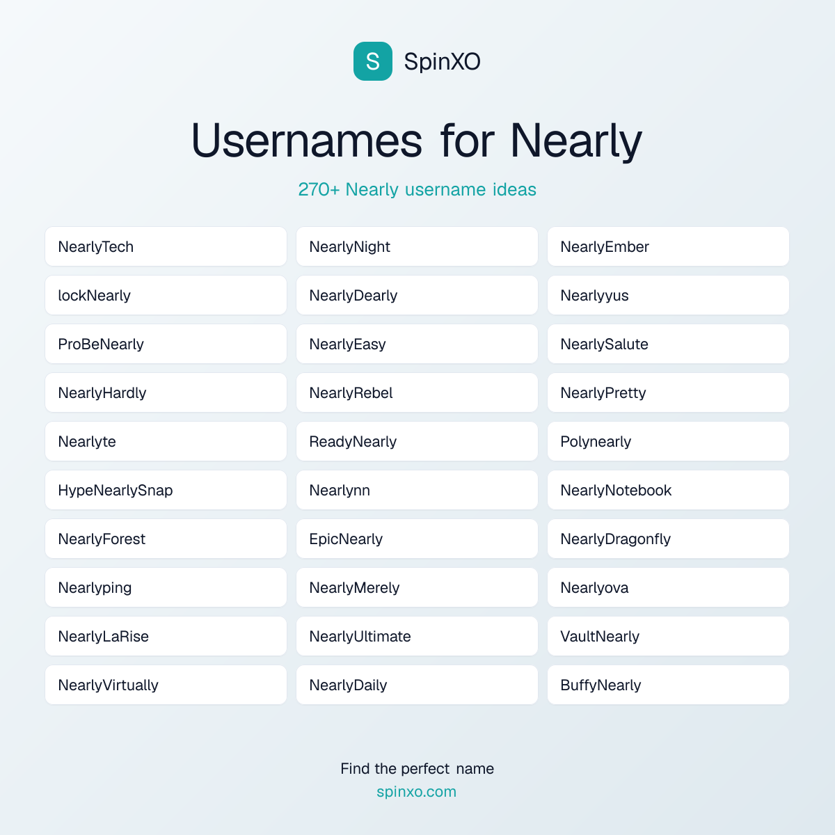 Nearly Username Ideas - 270+ Aesthetic, Cute & Cool Names | SpinXO