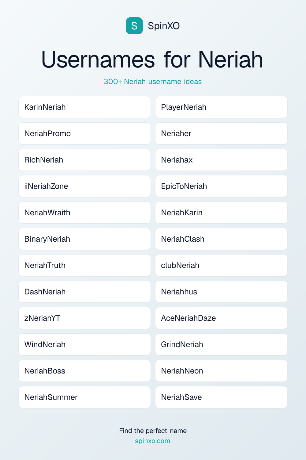 Usernames for Neriah