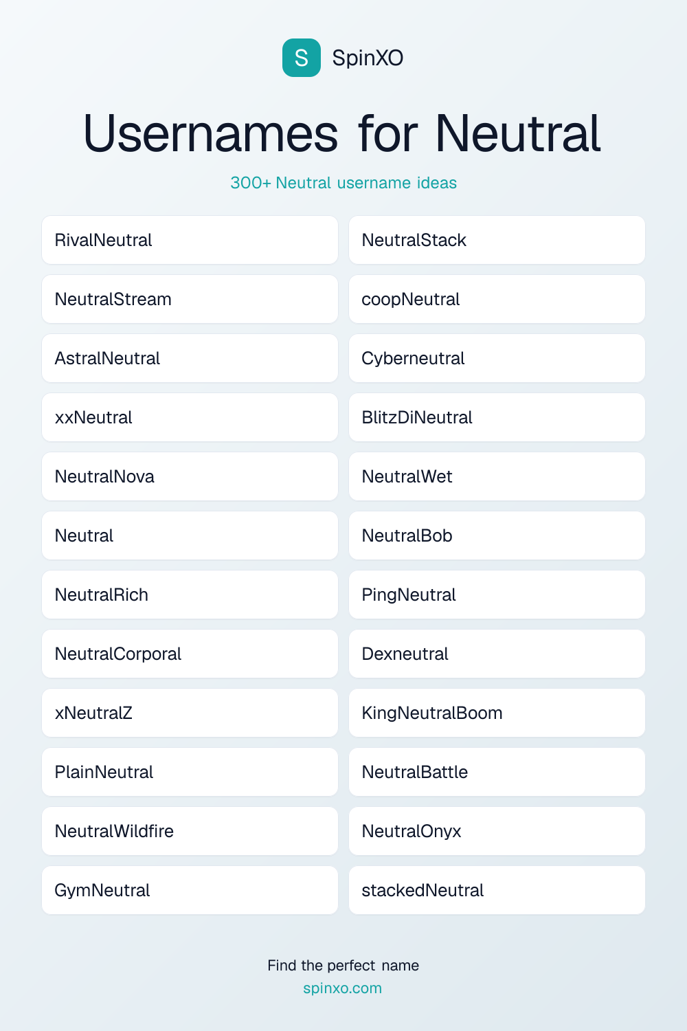 Usernames for Neutral