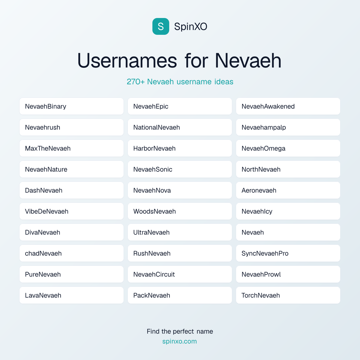 Nevaeh Username Ideas - 270+ Aesthetic, Cute & Cool Names | SpinXO