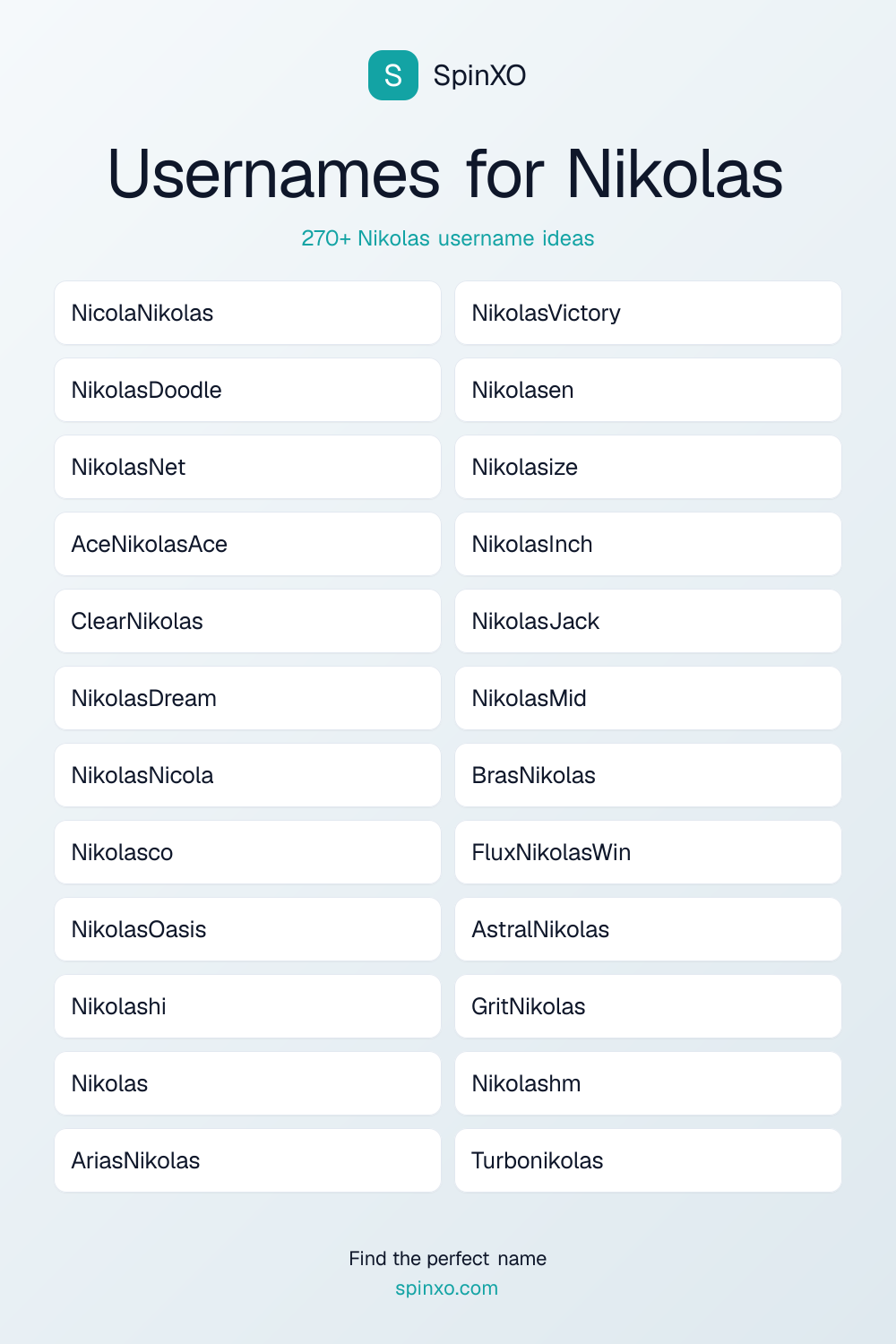 Usernames for Nikolas