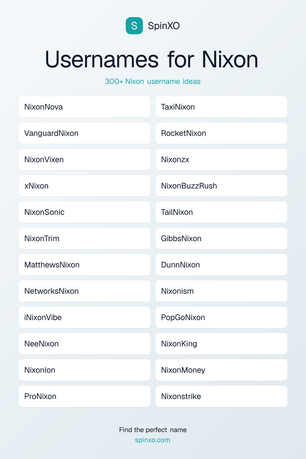 Usernames for Nixon