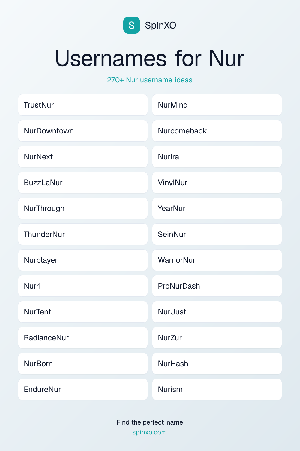 Usernames for Nur