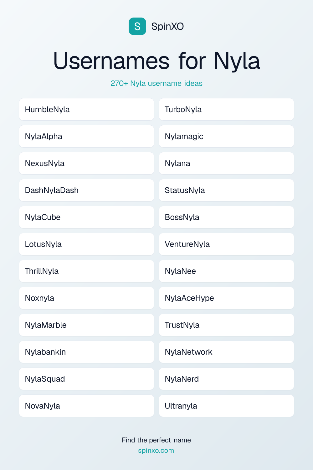 Usernames for Nyla