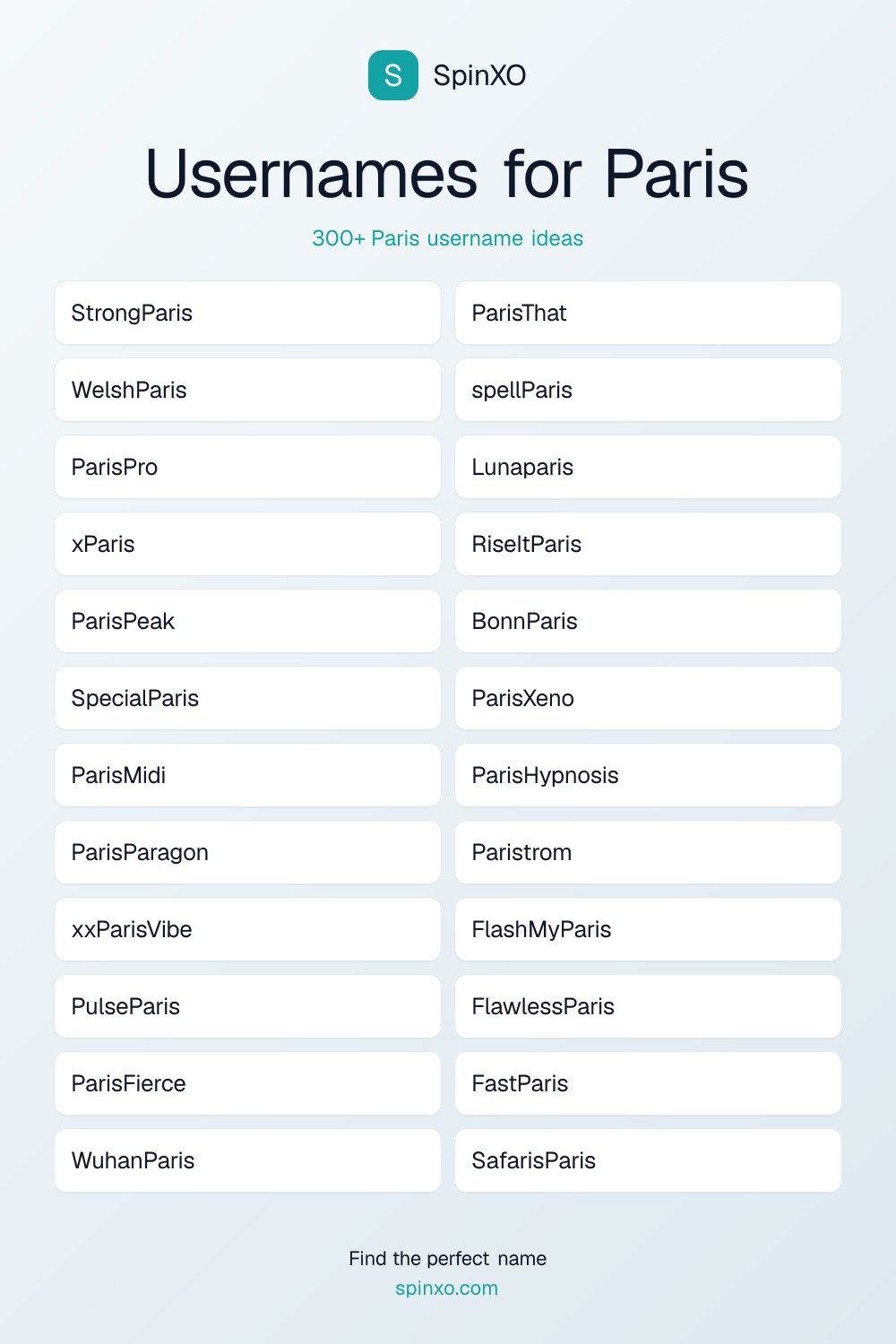 Usernames for Paris