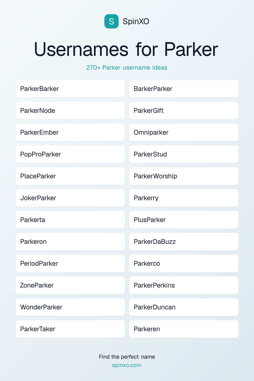 Usernames for Parker