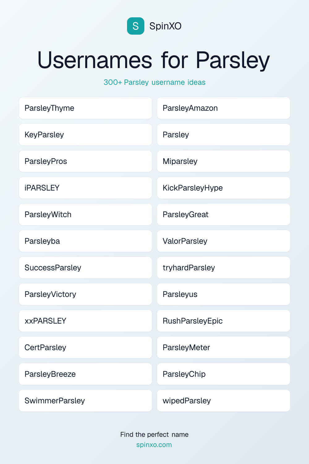 Usernames for Parsley
