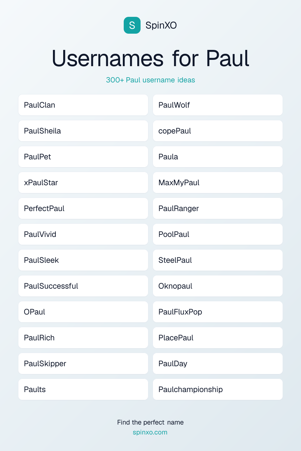 Usernames for Paul