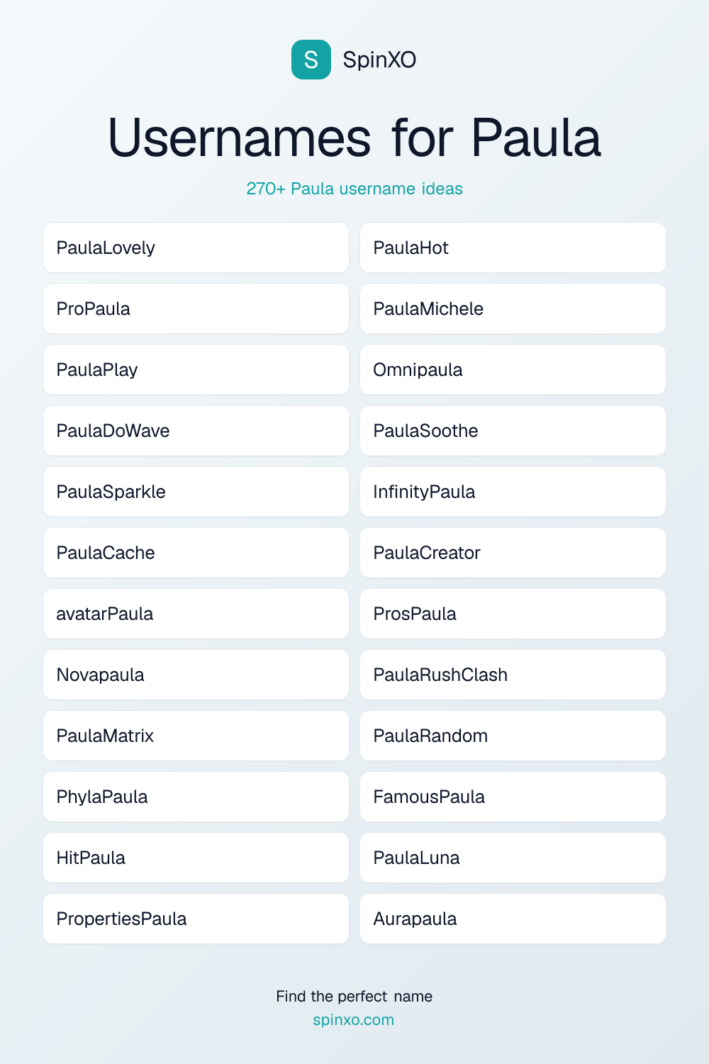 Usernames for Paula