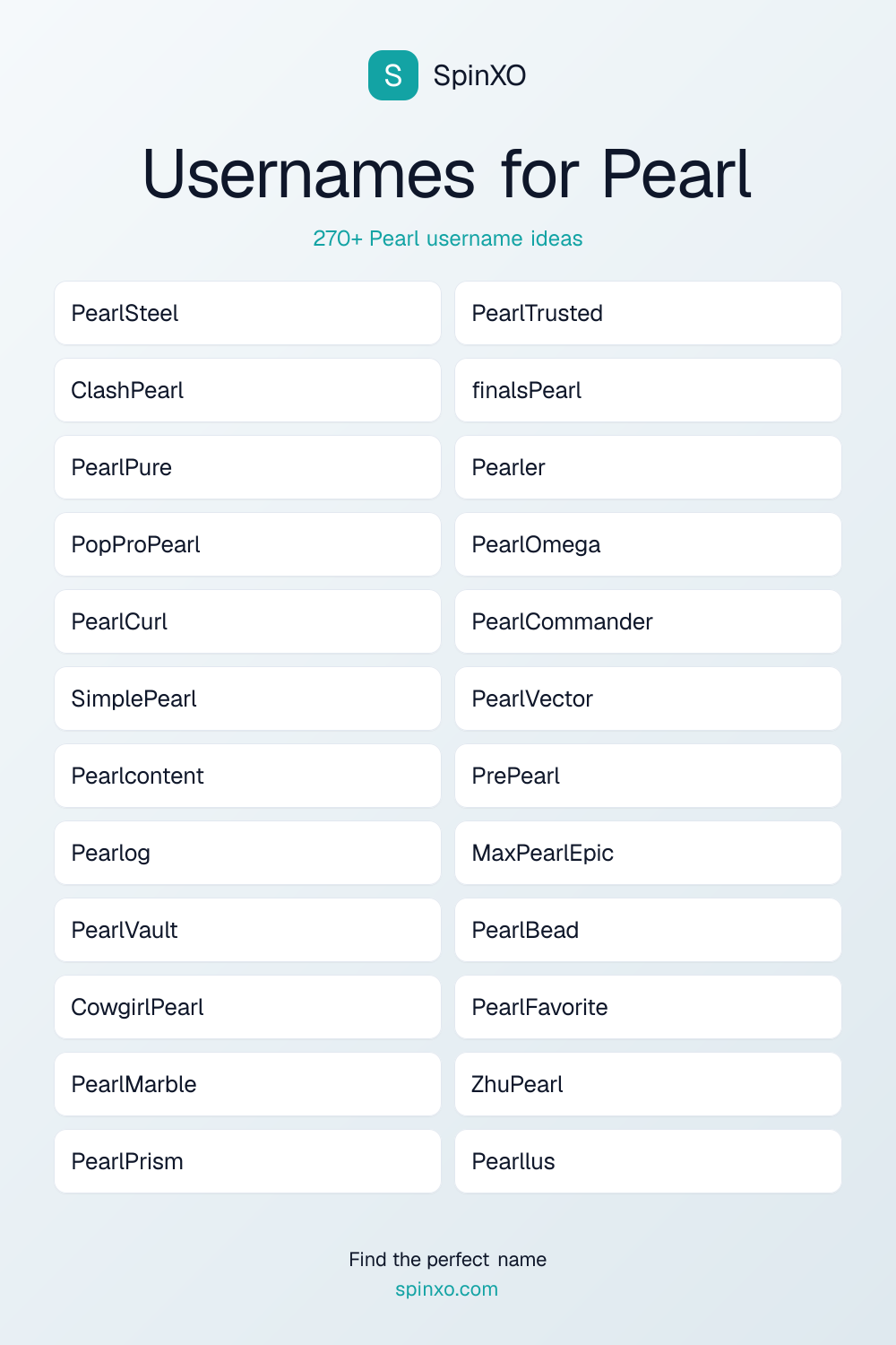Usernames for Pearl