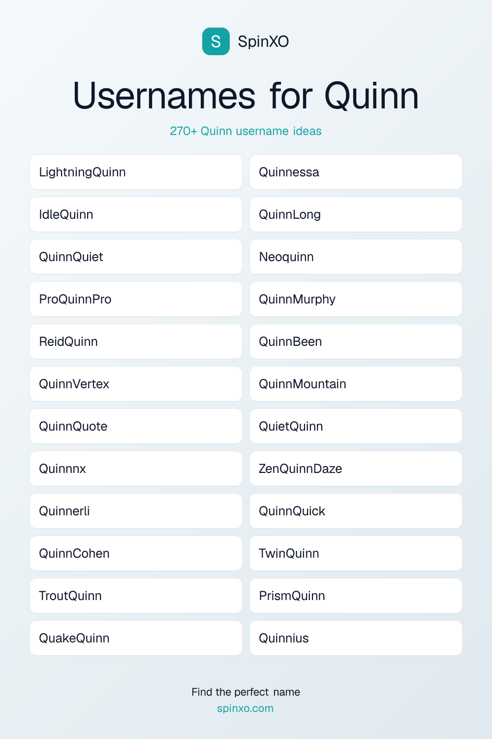 Usernames for Quinn