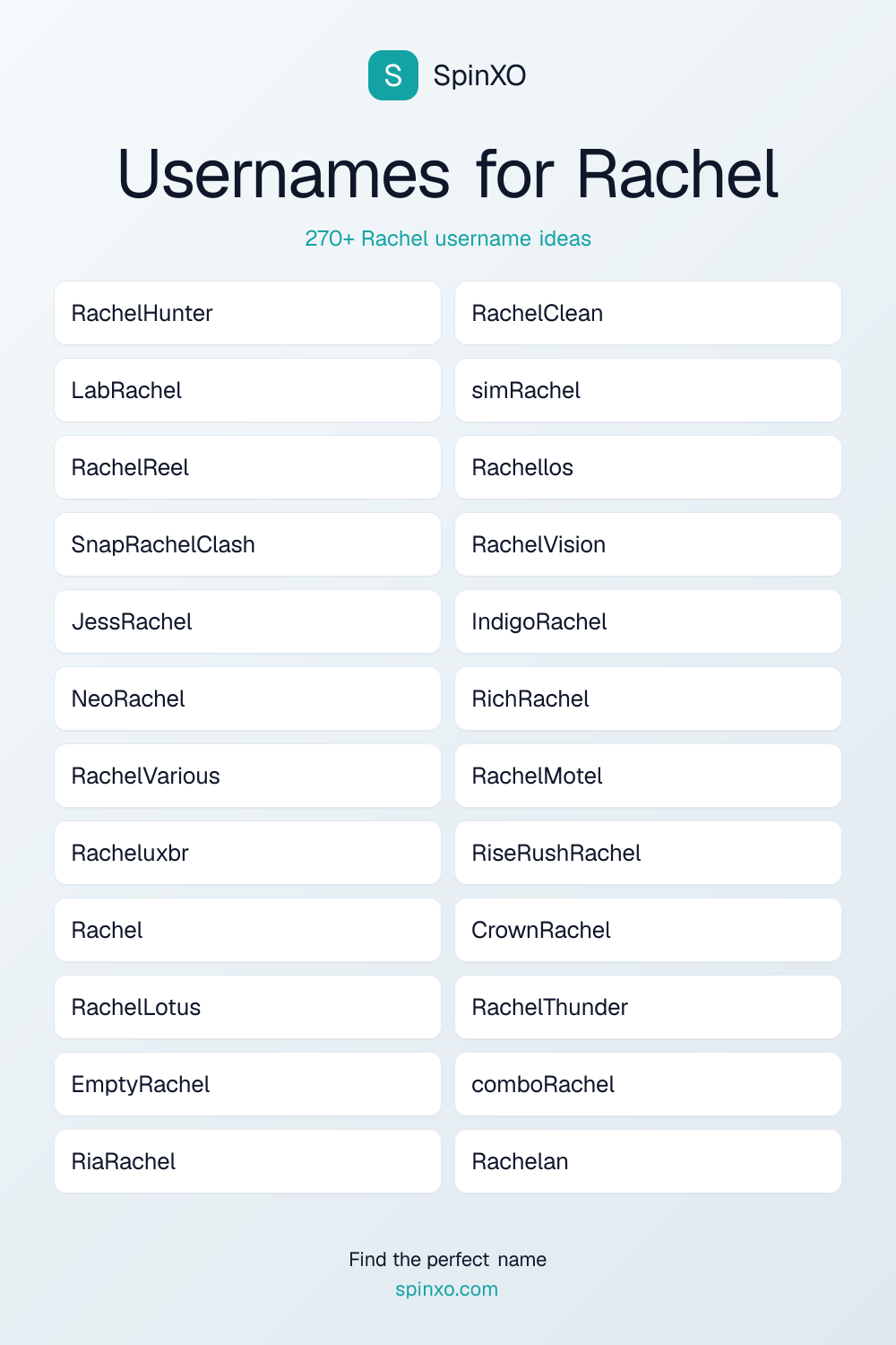 Usernames for Rachel