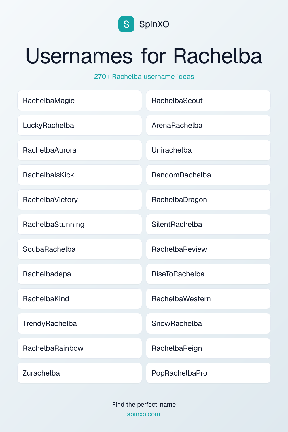 Rachelba Username Ideas - 270+ Aesthetic, Cute & Cool Names | SpinXO