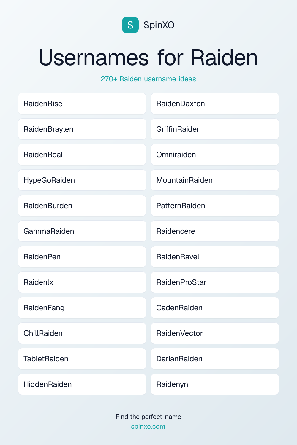 Usernames for Raiden