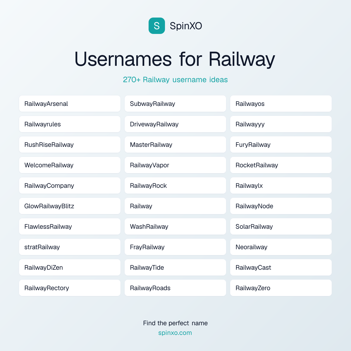 Railway Username Ideas - 270+ Aesthetic, Cute & Cool Names | SpinXO