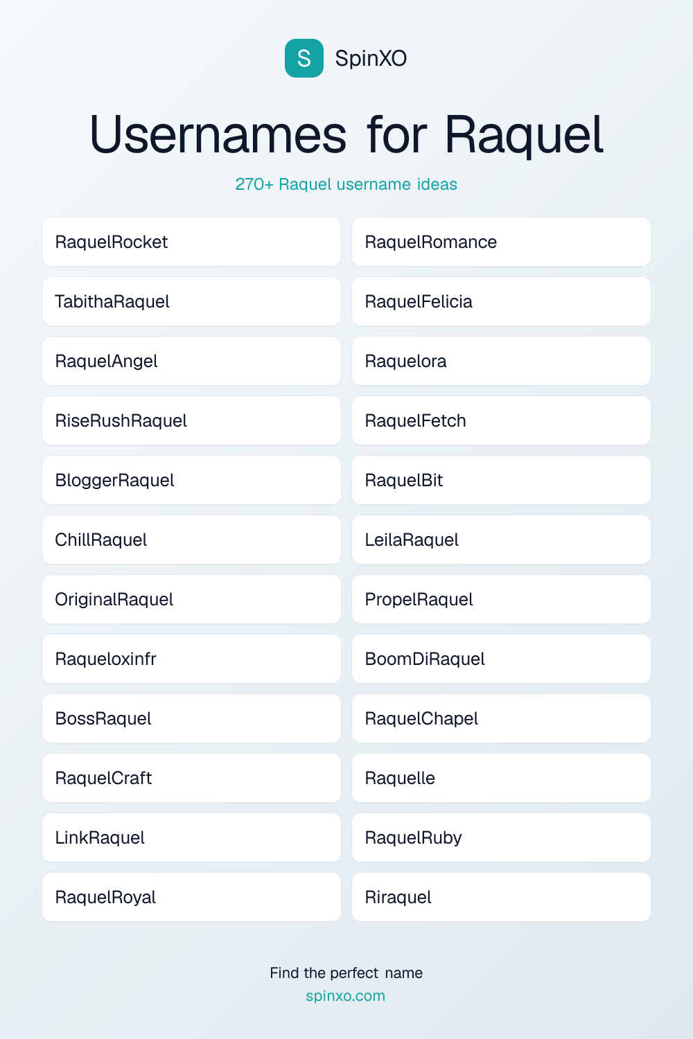 Usernames for Raquel