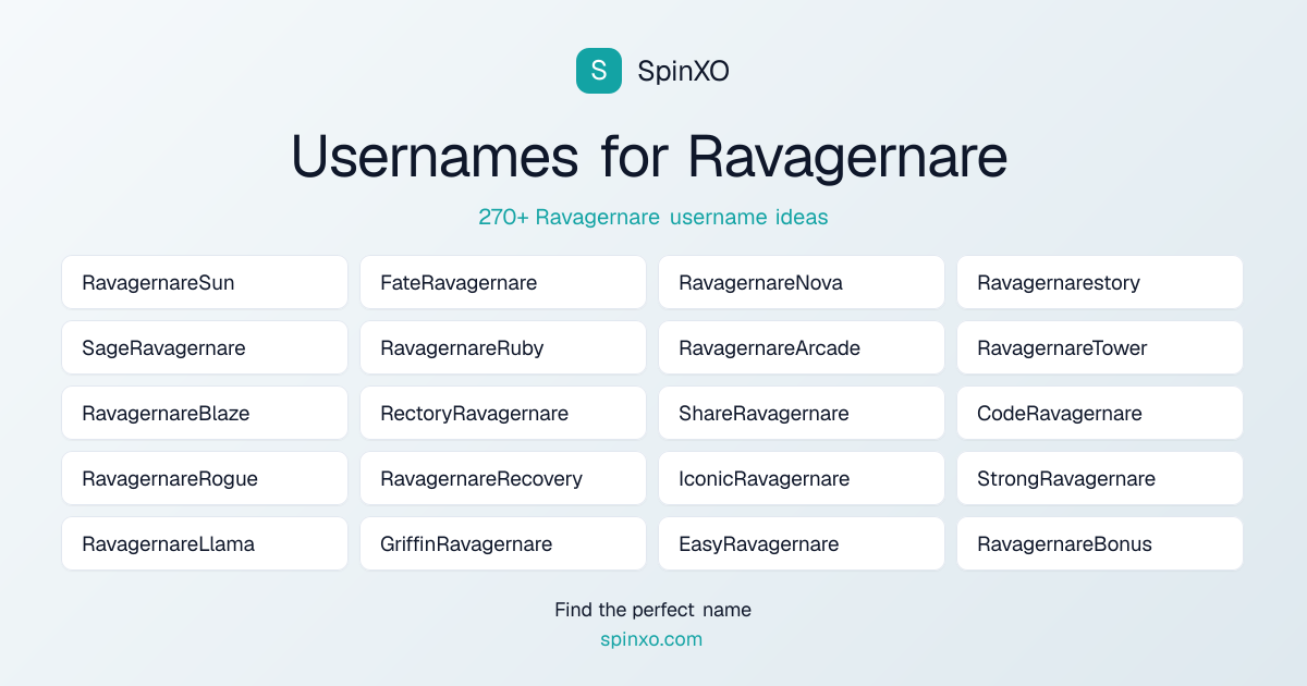 Ravagernare Username Ideas - 270+ Aesthetic, Cute & Cool Names | SpinXO