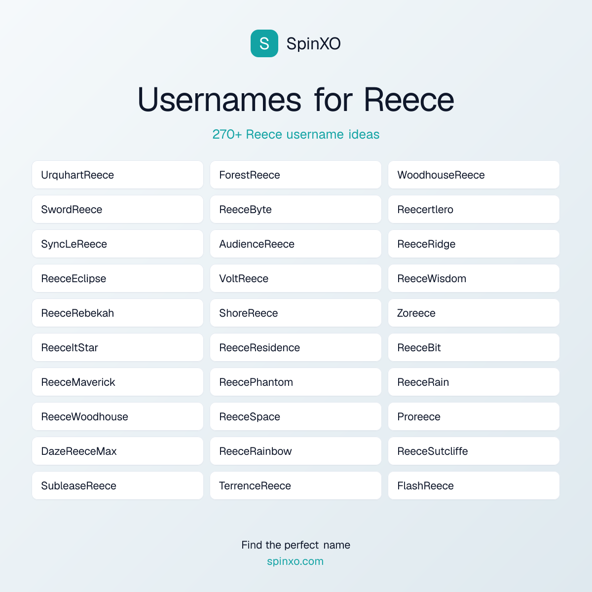 Reece Username Ideas - 270+ Aesthetic, Cute & Cool Names | SpinXO