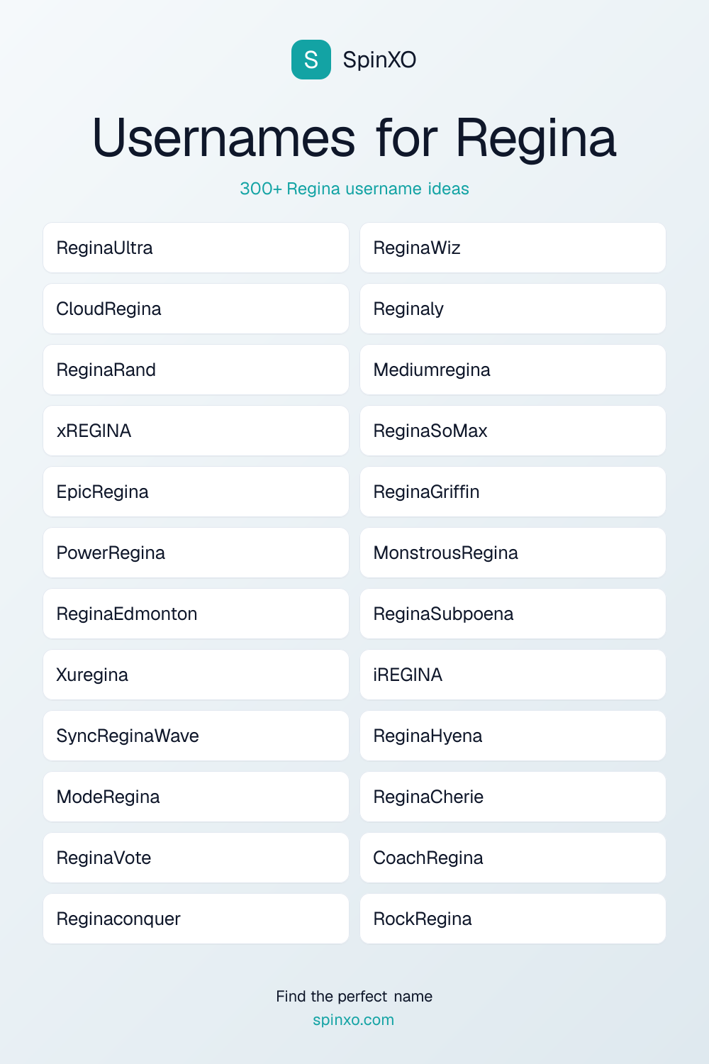 Usernames for Regina