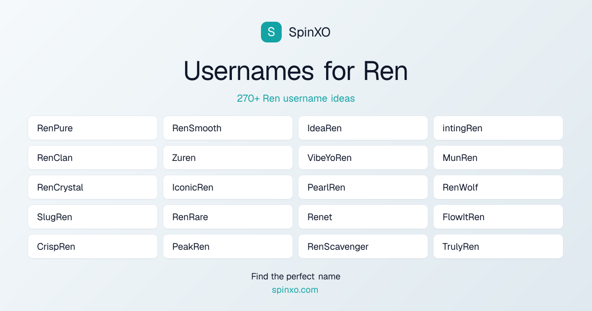 Ren Username Ideas - 270+ Aesthetic, Cute & Cool Names | SpinXO