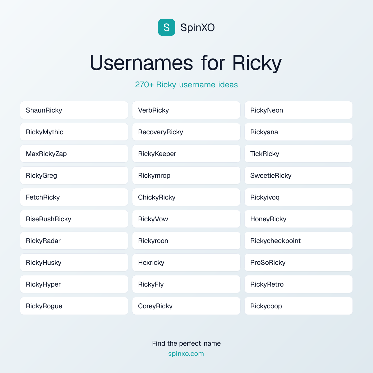 Ricky Username Ideas - 270+ Aesthetic, Cute & Cool Names | SpinXO