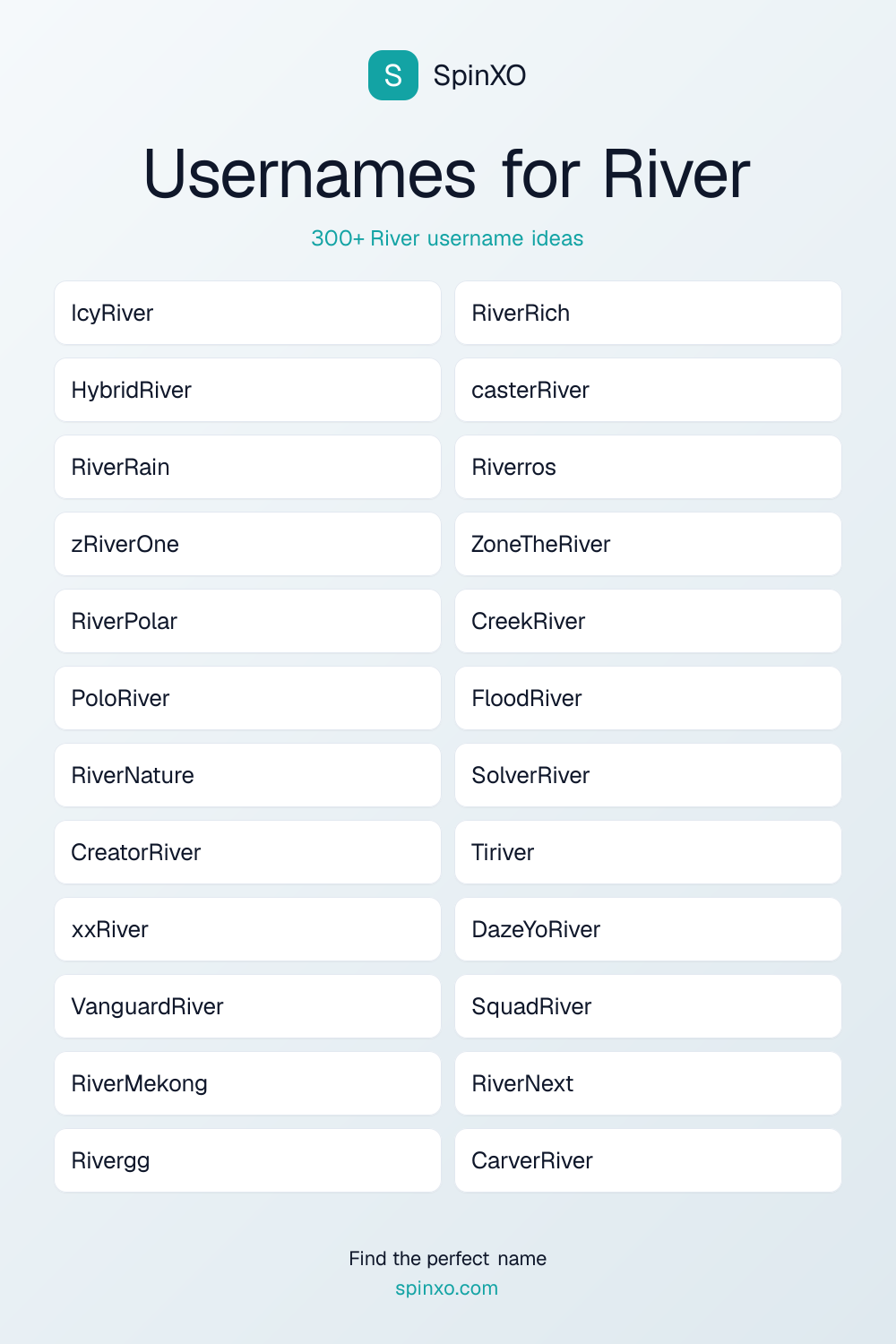 Usernames for River