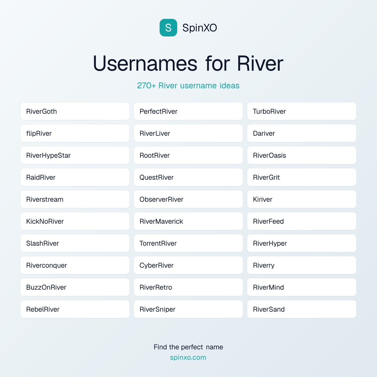 River Username Ideas - 270+ Aesthetic, Cute & Cool Names | SpinXO