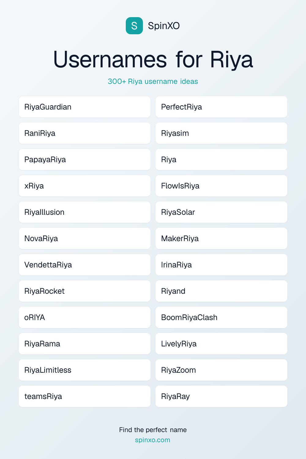 Usernames for Riya