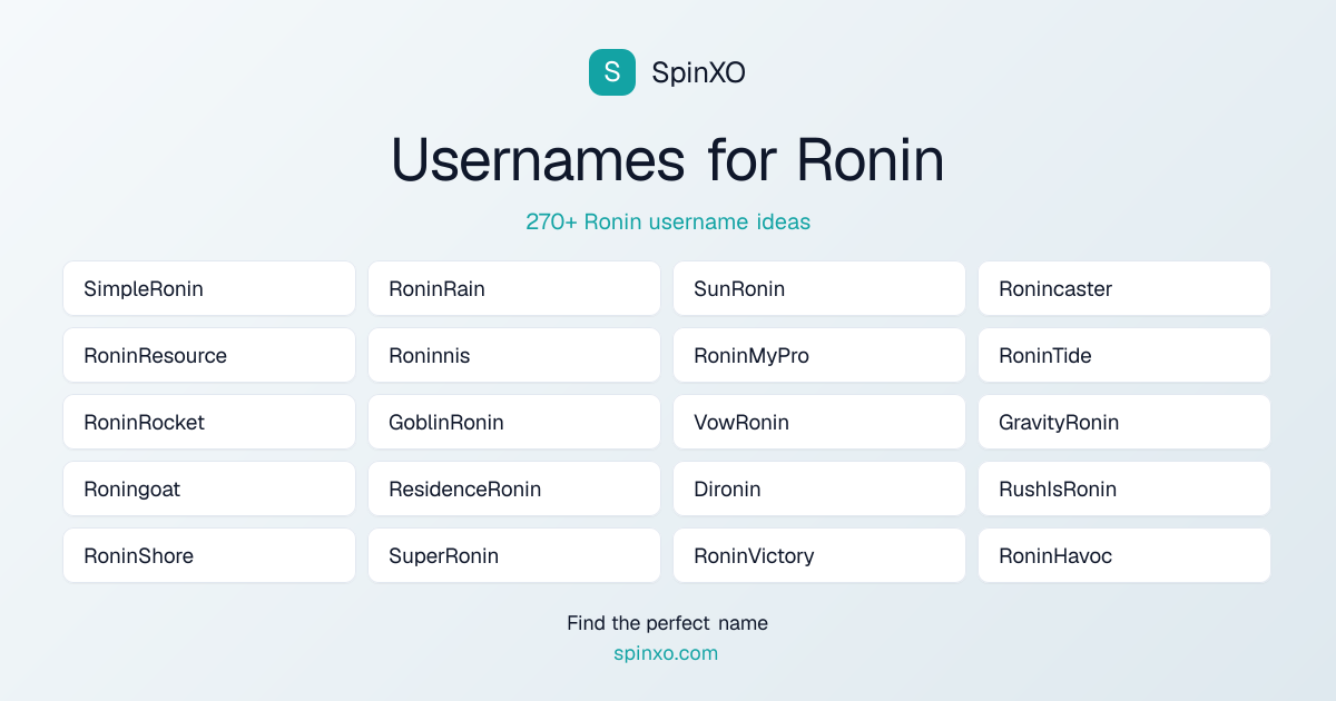 Ronin Username Ideas - 270+ Aesthetic, Cute & Cool Names | SpinXO