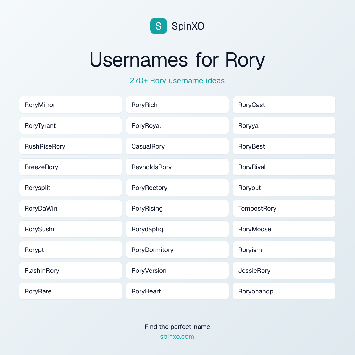 Rory Username Ideas - 270+ Aesthetic, Cute & Cool Names | SpinXO