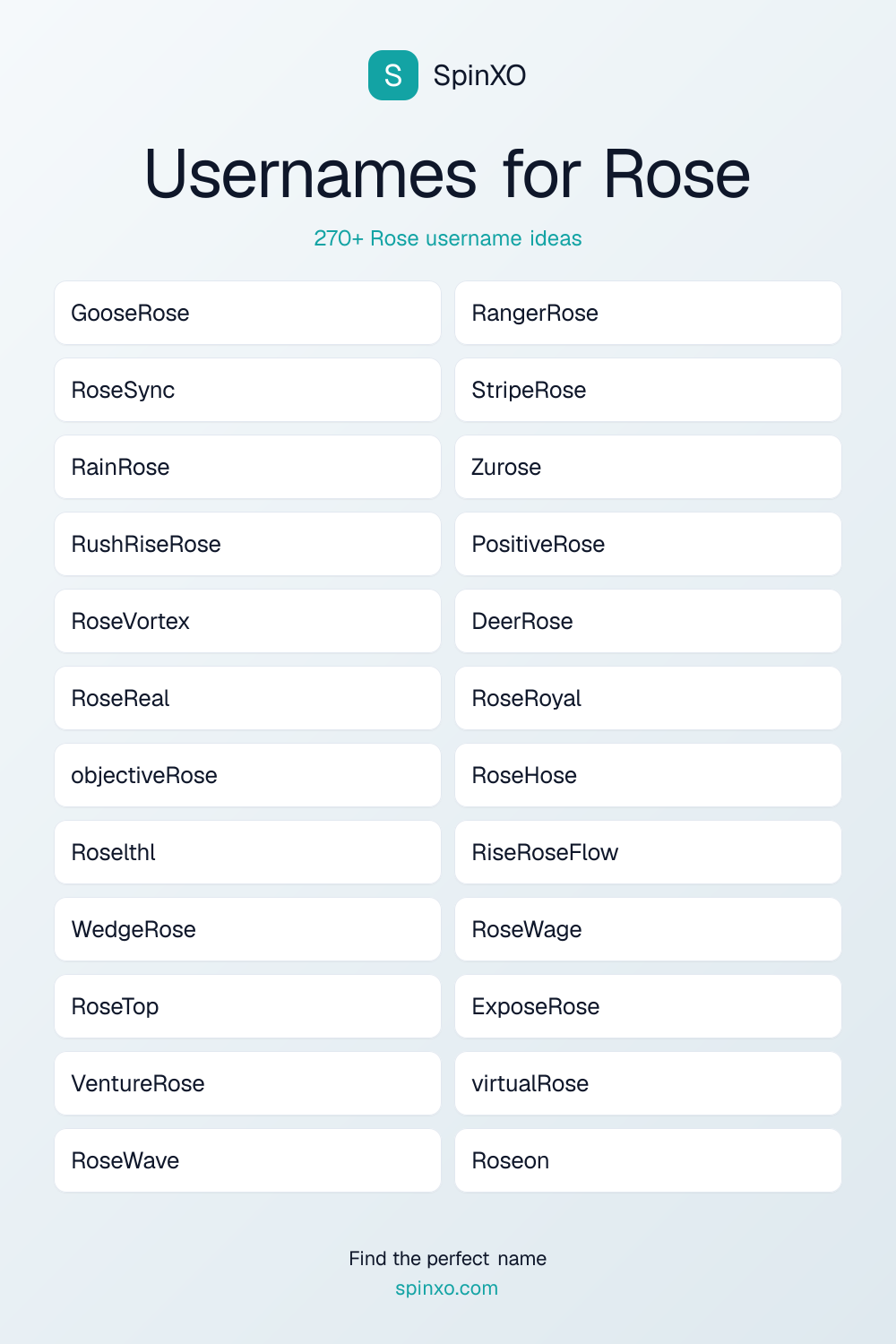Usernames for Rose