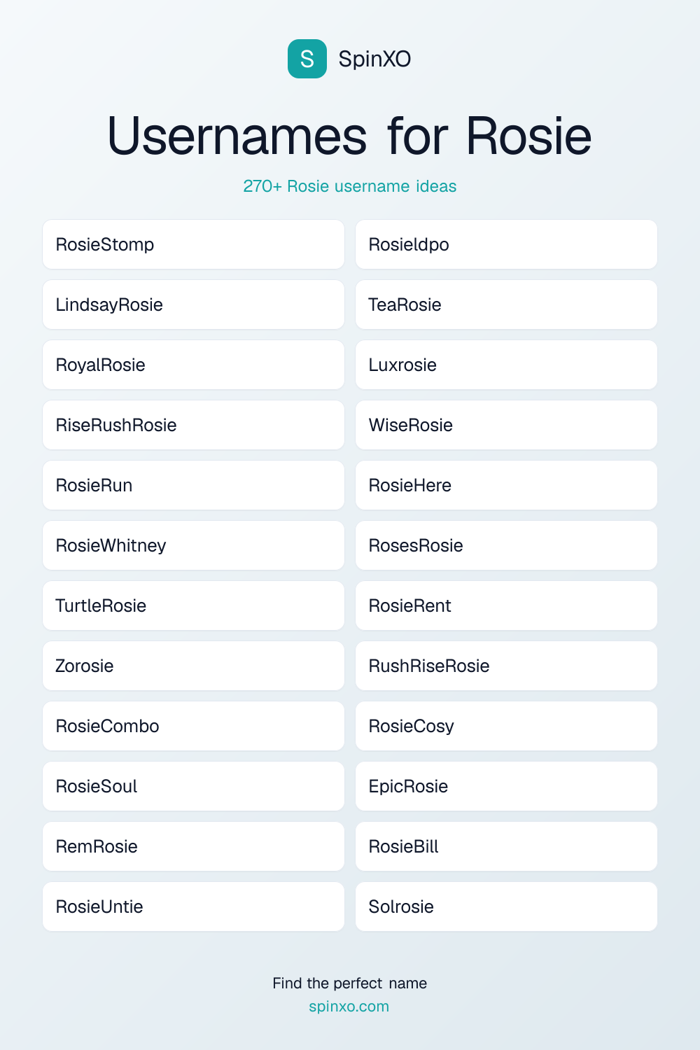 Usernames for Rosie