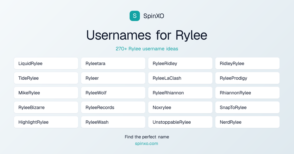 Rylee Username Ideas - 270+ Aesthetic, Cute & Cool Names | SpinXO