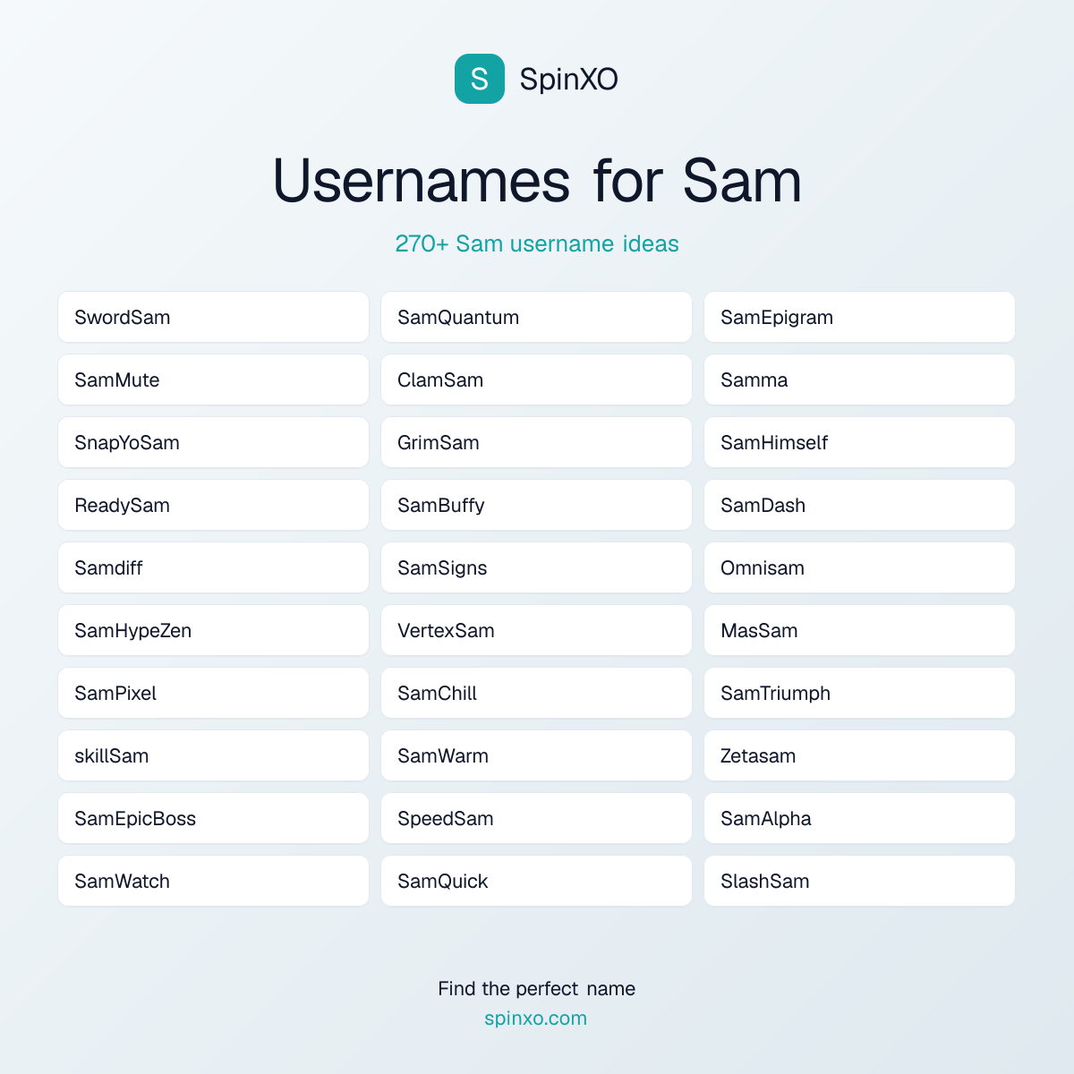 Sam Username Ideas - 270+ Aesthetic, Cute & Cool Names | SpinXO