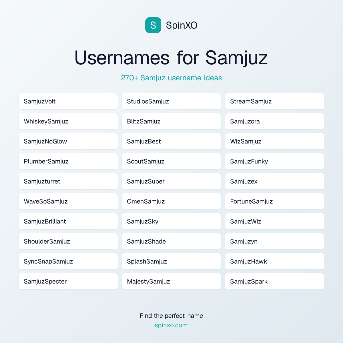 Samjuz Username Ideas - 270+ Aesthetic, Cute & Cool Names | SpinXO