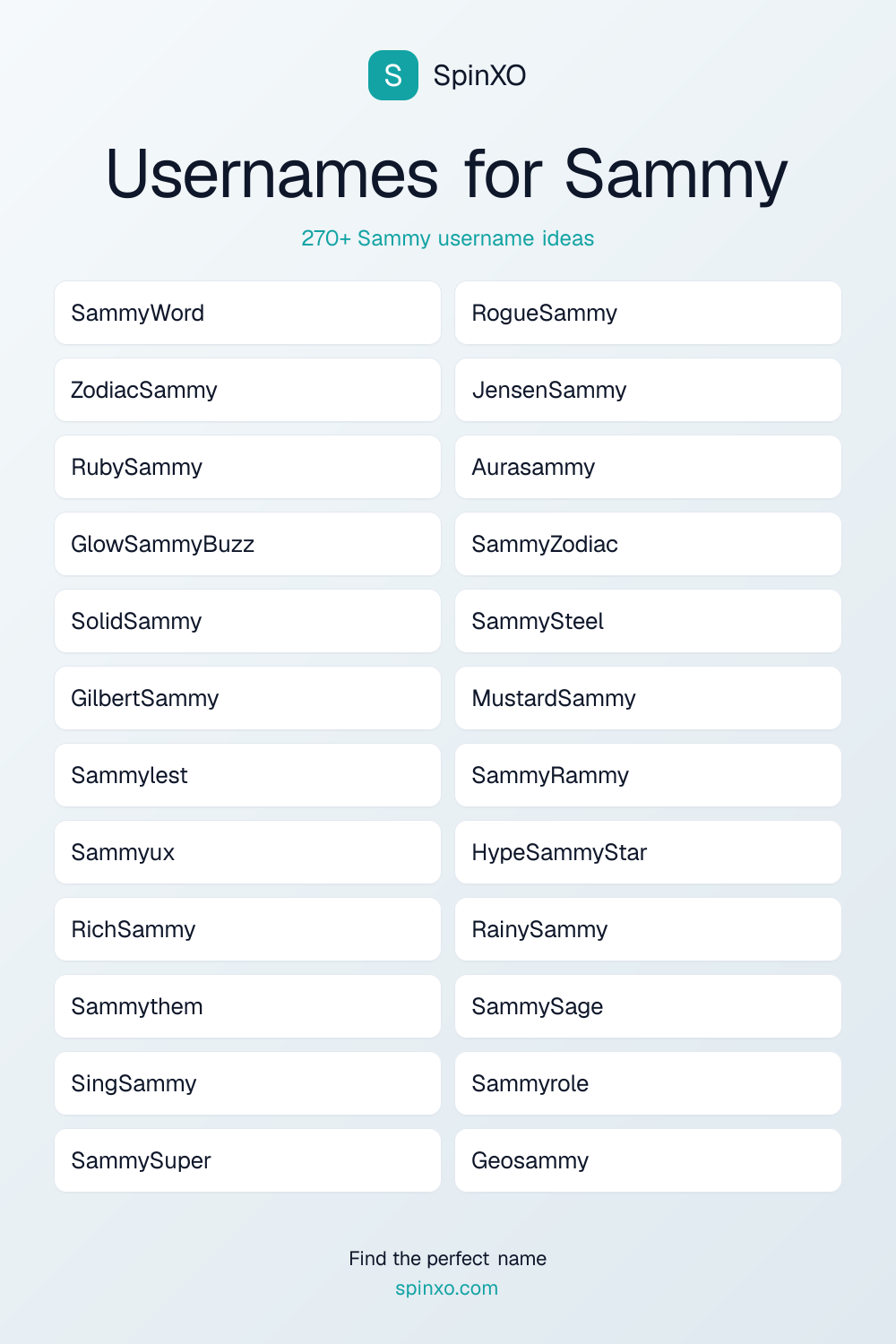 Usernames for Sammy