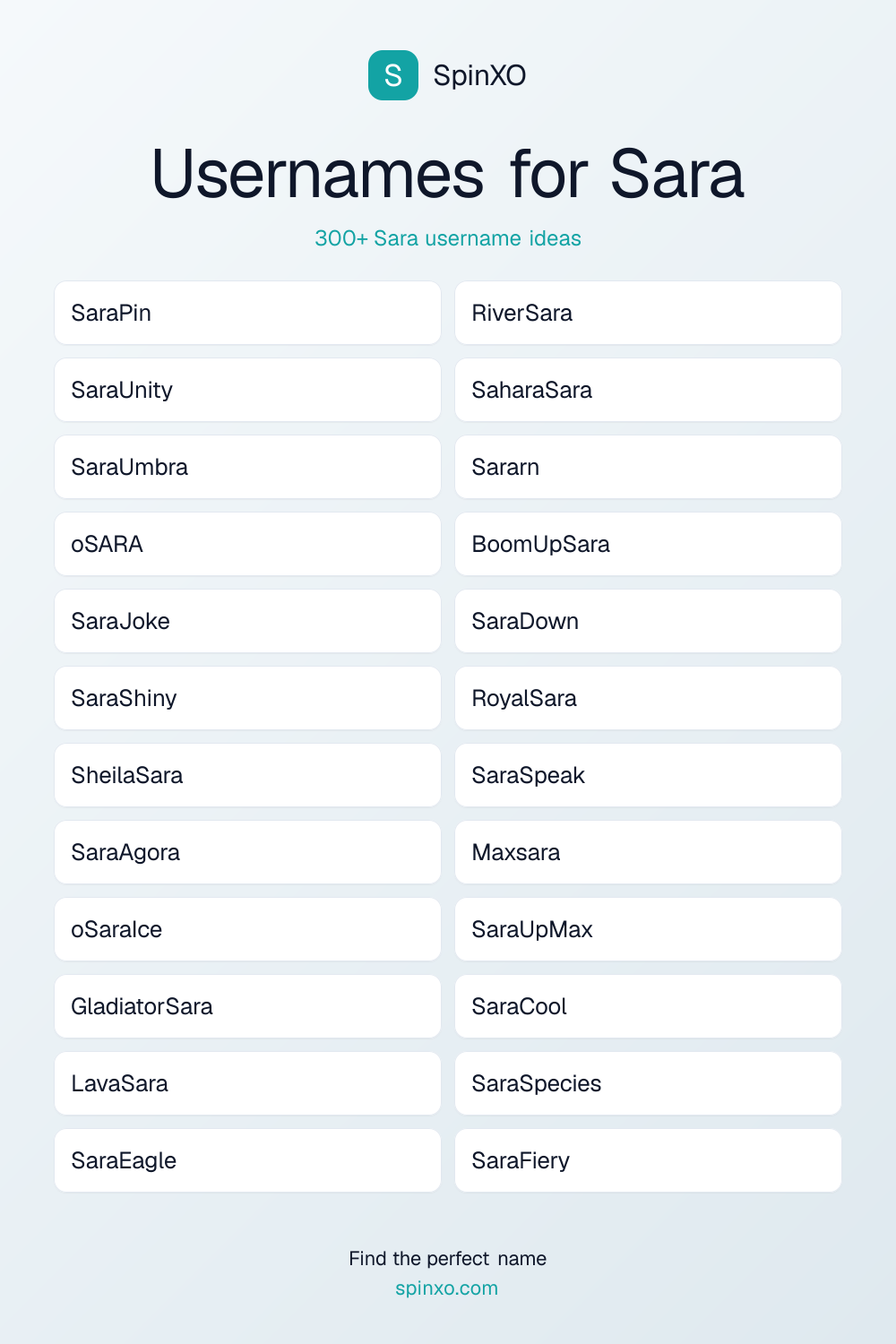 Usernames for Sara