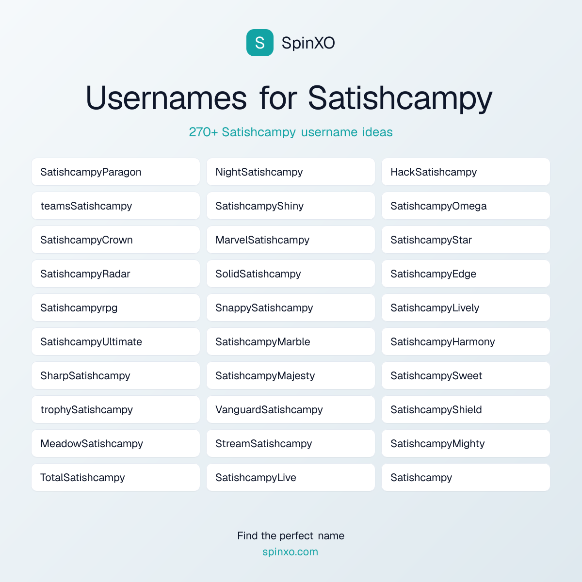 Satishcampy Username Ideas - 270+ Aesthetic, Cute & Cool Names | SpinXO