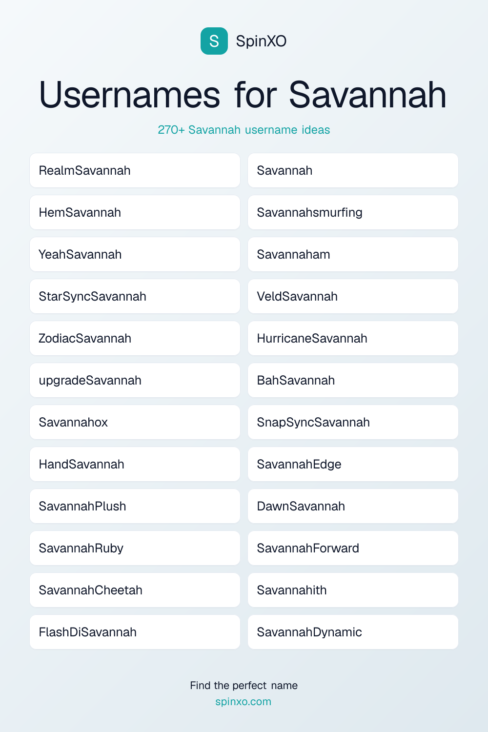 Usernames for Savannah
