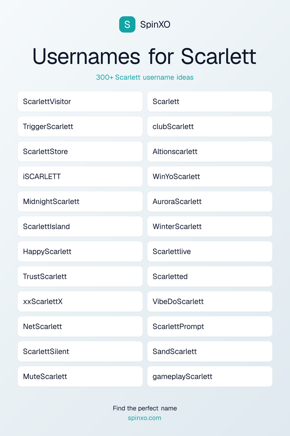 Usernames for Scarlett