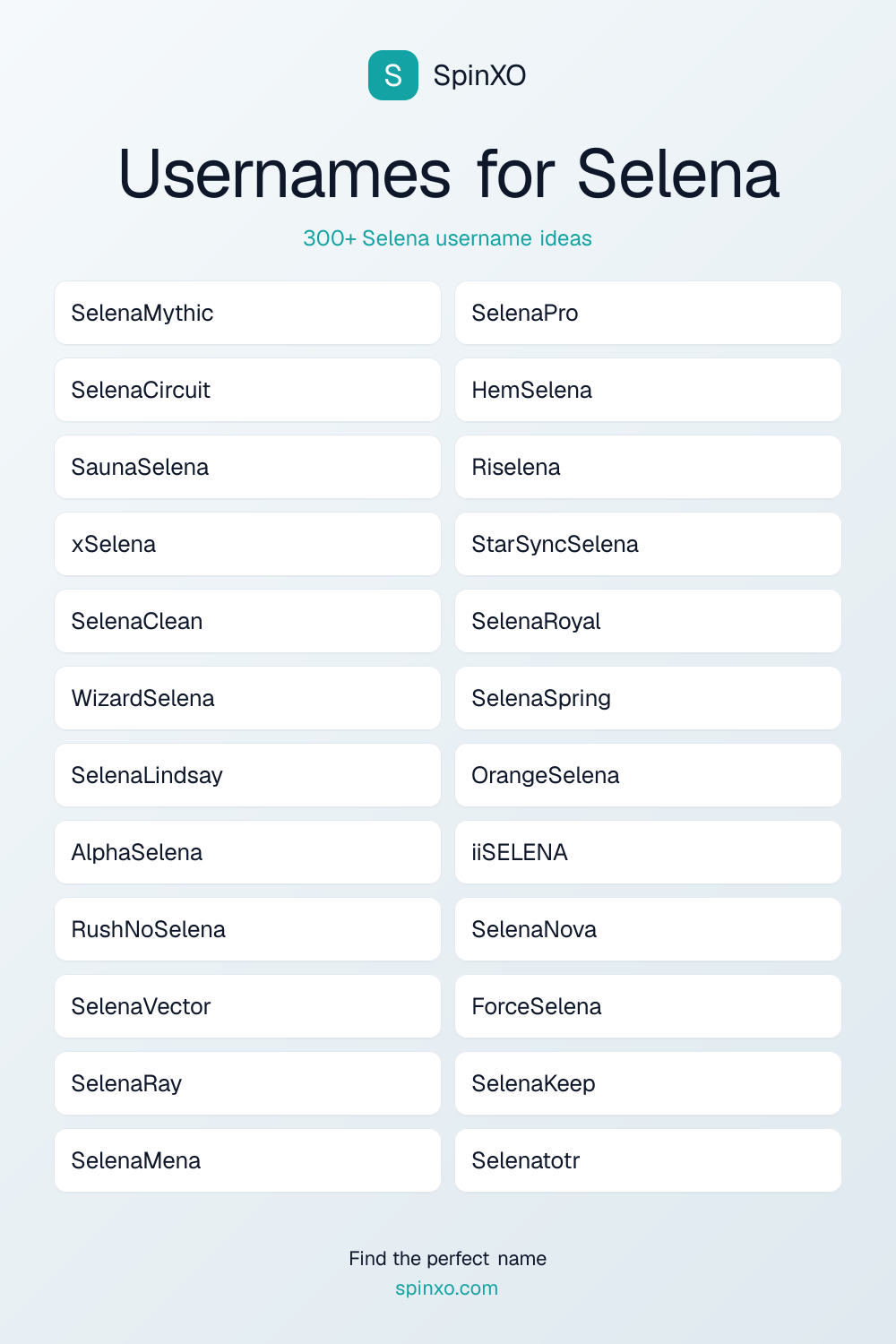 Usernames for Selena