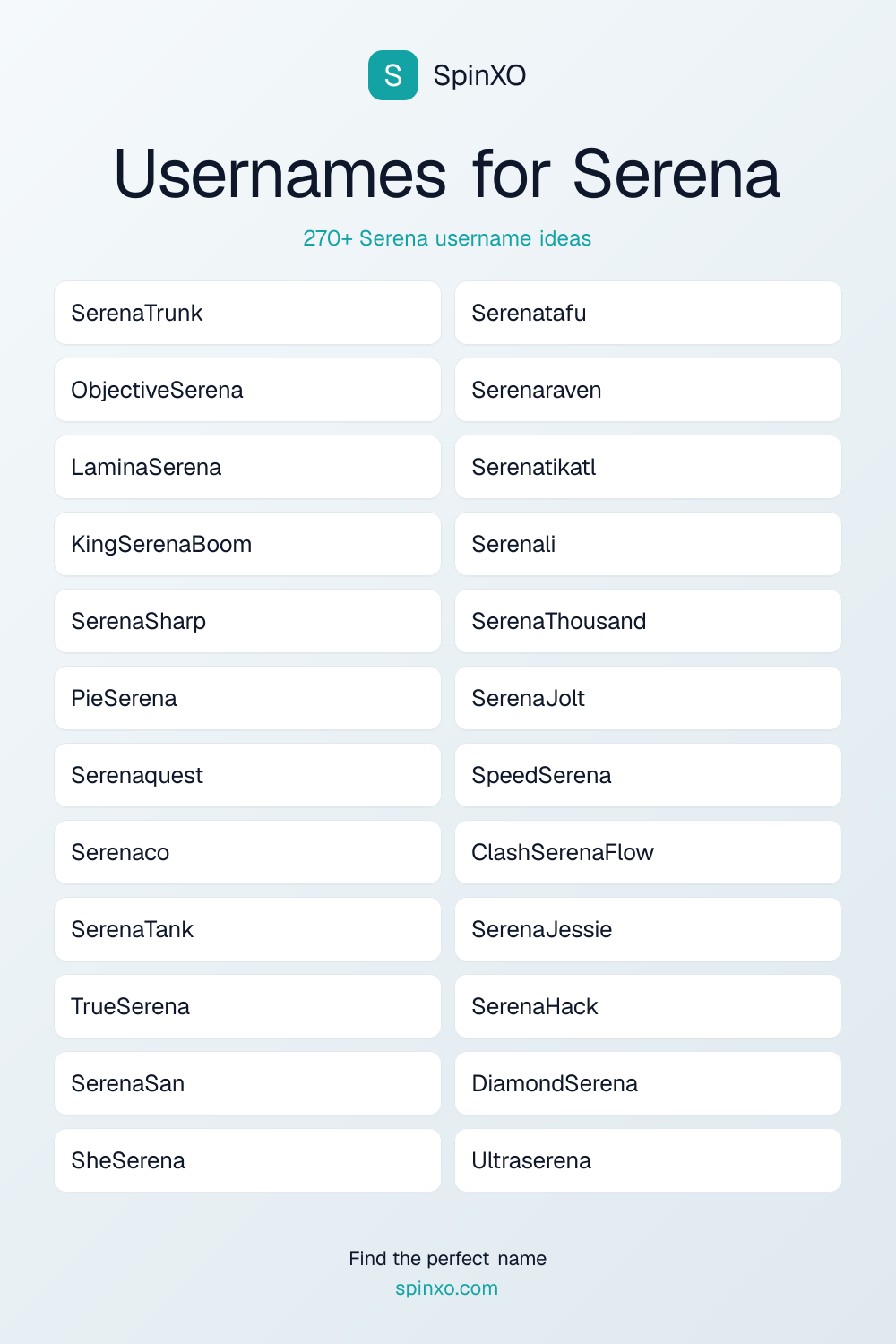 Usernames for Serena